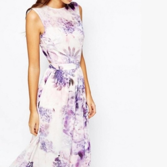 True Violet ASOS Dress Watercolor Flowers - Picture 7 of 8